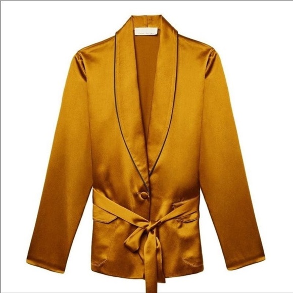 Fleur Du Mal Silk Blazer in gold digger NWT - Picture 1 of 4
